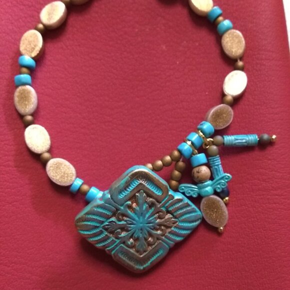 Patina-Painted Loop & Button Bracelet ~ Boho Southwestern Casual Summer Vibes - Picture 7 of 9